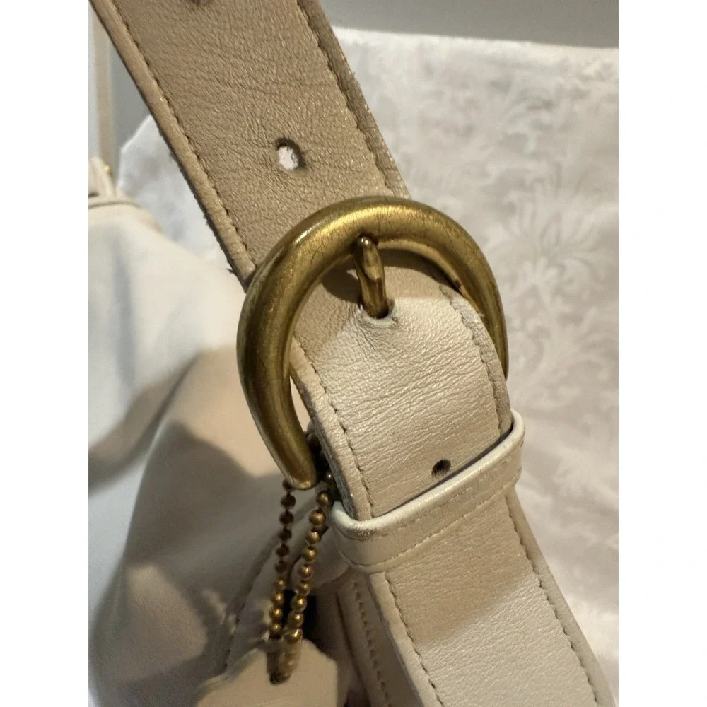 Coach Vtg Whitney Shoulder Bag Leather USA Bone White 4115 rounded front flap
